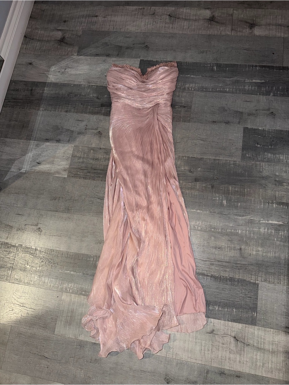 Strapless Evening Gown in Dusty Rose